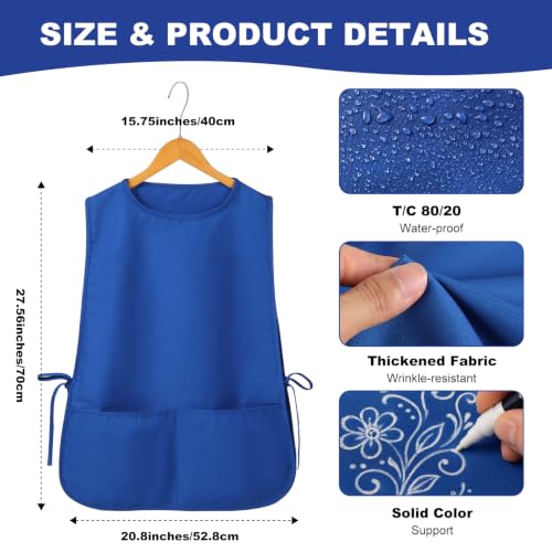TFTAFAN Cobbler Apron Unisex Waterproof Apron with 2 Deep Pockets Art Smock for Painting Cleaning Artiest Apron work kitchen - color: Royal Blue