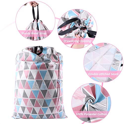 SWISSELITE Heavy Duty Laundry Bag, Large Travel Dirty Clothes Bag - color: Triangle Pink