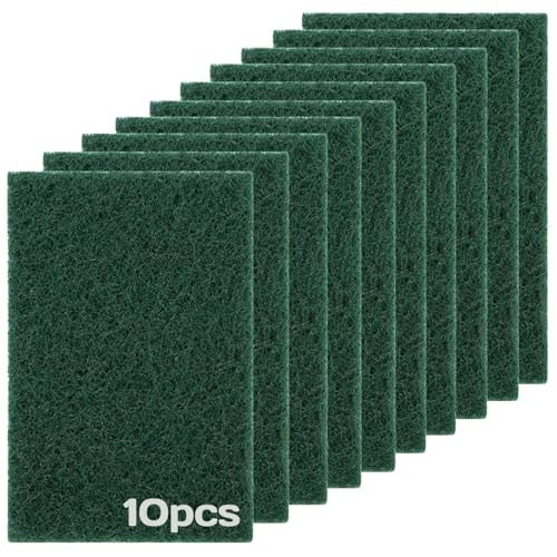 Heavy Duty Scouring Pad 10Pcs Scouring Pads Green Scrubbing Pads for Heavy Duty Cleaning Scrubbing Pads for Kitchen Bathroom Household Cleaning Dish Scrubber Scrubbing Sponges