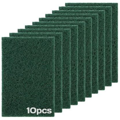 Heavy Duty Scouring Pad 10Pcs Scouring Pads Green Scrubbing Pads for Heavy Duty Cleaning Scrubbing Pads for Kitchen Bathroom Household Cleaning Dish Scrubber Scrubbing Sponges