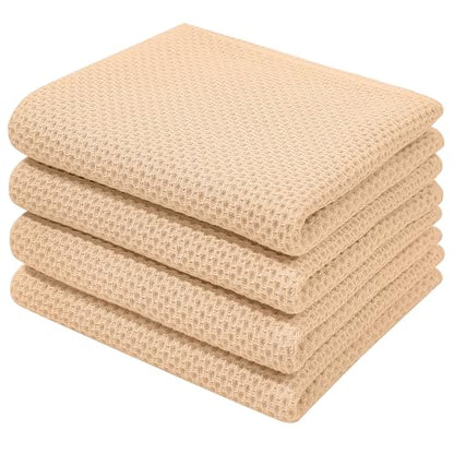 Homaxy 100% Cotton Waffle Weave Kitchen Dish Towels 4-Pack, Apricot - color: Apricot, size: 13 X 28 - 4 Pack