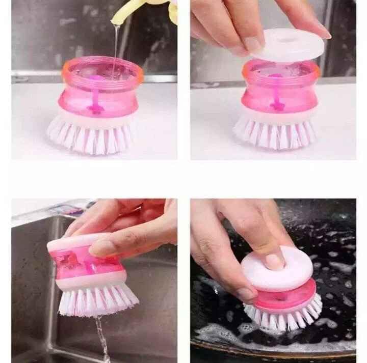 3Pcs Dish Brush with Soap Dispenser Soap Dispensing Brush Washing Utensils Kitchen Scrub for Cleaning Dishes Pot Pan Sink