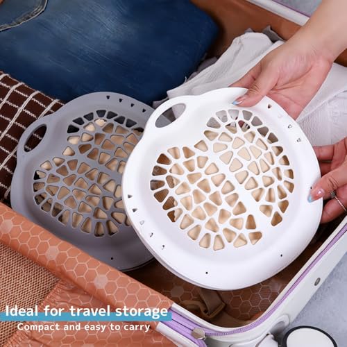 2 Pack Bra Washing Bags for Laundry, Large 8.6x8.6in Silicone Delicate Underwear Laundry Bags, Anti-Deformation Washing Bag with Side Zipper, Tangle-Free & Shape-Support Gray & White