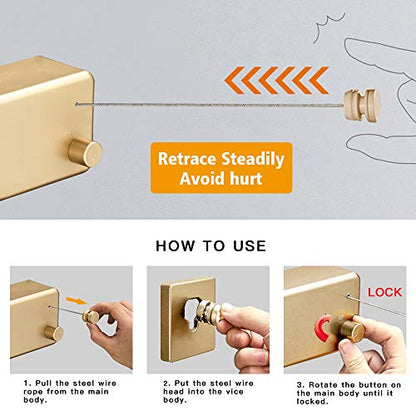 BESy Retractable Double Clothesline Laundry Indoor Washing Clothes Line - size: Double Rope, style: Gold