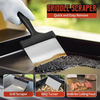 Griddle Cleaning Kit for Blackstone, Heavy-Duty Scraper & Ergonomic Handles - color: 12pcs Orange