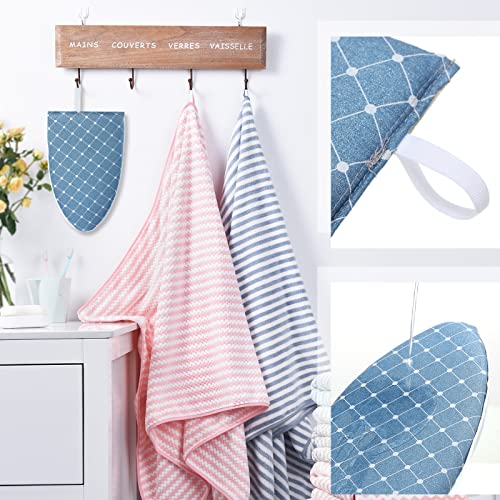 2 Pieces Gloves for Steamer Garment Steamer Ironing Gloves Waterproof Anti Steam Mitt with Finger Loop Heat Resistant Ironing Board for Clothes Steamers Protective Ironing Board Holder (Blue, Plaid)