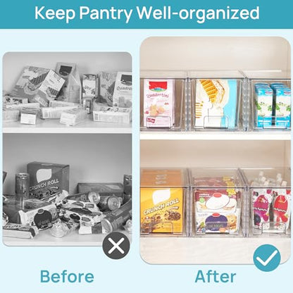 Vtopmart 8 Pack Stackable Clear Pantry Storage Drawers, Large - size: 4Pack 7"H (Pack of 2)