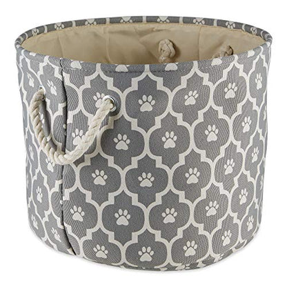 Bone Dry Pet Storage Collection Lattice Paw Print, Gray, Medium Round - color: Gray, size: Medium Round