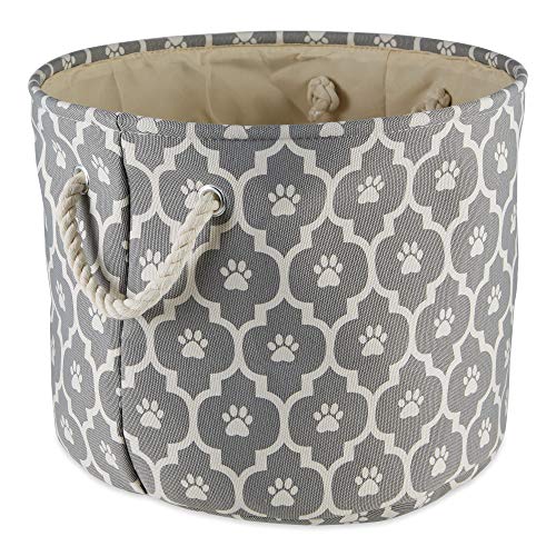 Bone Dry Pet Storage Collection Lattice Paw Print, Gray, Medium Round - color: Gray, size: Medium Round