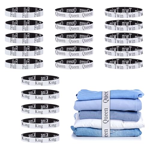 20PCS Bed Sheet Organizer Bands, Storage Labels and Sheet Keepers for Linen Closet - Elastic Bedding Straps for Foldable Bedsheet, Pillow Case, Duvet - color: Queen king twin full