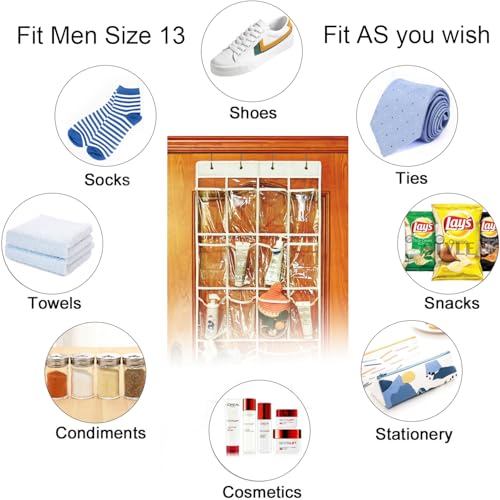 Over The Door Organizer 18 Large Mesh Shoe Storage Pockets（PVC） (transparent) - color: transparent