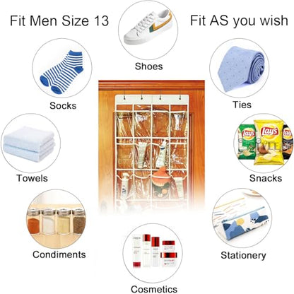 Over The Door Organizer 18 Large Mesh Shoe Storage Pockets（PVC） (transparent) - color: transparent