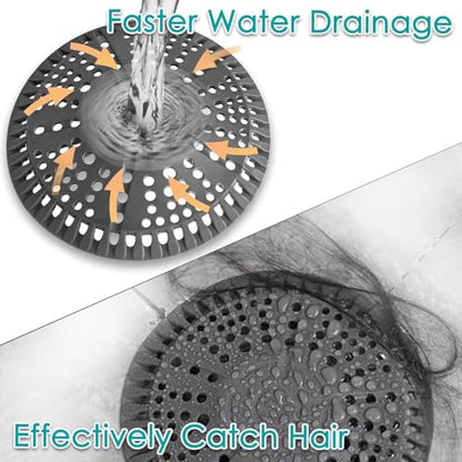 Shower Drain Hair Catcher, 5.5in Shower Hair Catcher Large Premium Silicone Drain Protector Strainer, Shower Drain Cover for Shower Room, Floor Drain, Bathroom Sink, Dark Grey - size: 1 Pack - 5.5in