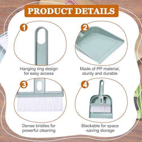 uxcell 2 Pcs Mini Dustpan and Brush Set, Small Broom and Dustpan Set for Home Office Tabletops Sofas Keyboards Cleaning, Pink/Blue - color: Pink/Blue