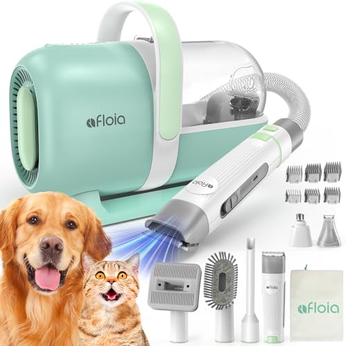 Afloia 6-in-1 Dog Grooming Vacuum Kit, Pet Clipper & Nail Grinder, Green - color: Green