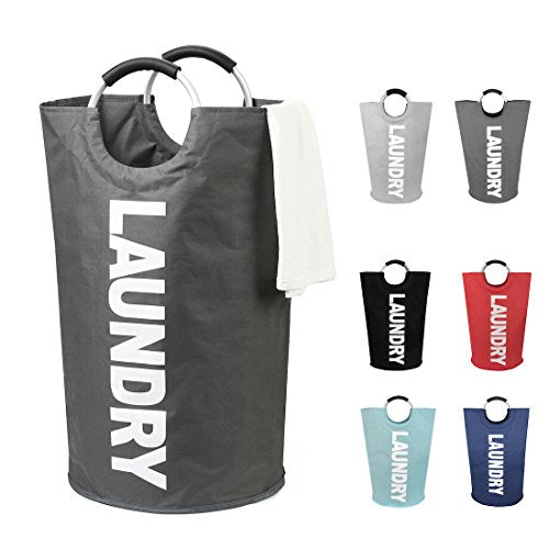 DOKEHOM 125L X-Large Laundry Basket Bag, Collapsible Tall Hamper, Dark Grey - color: Dark Grey, size: 125L