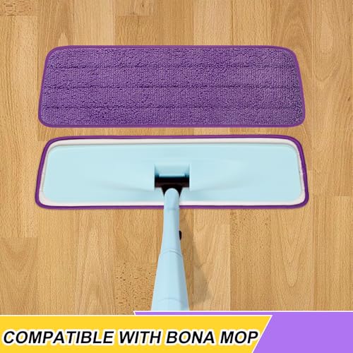 16.5 Inch Reusable Mop Pads Microfiber Spray Mop Replacement Heads for Wet/Dry Mops Compatible with Bona Floor Care System (6 Pack) - color: Purple