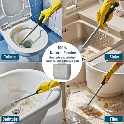 Pumice Toilet Cleaner 17in, Hard Water Stain Remover for Pool & Tub, (1+8) - style: 1handle+8pumice