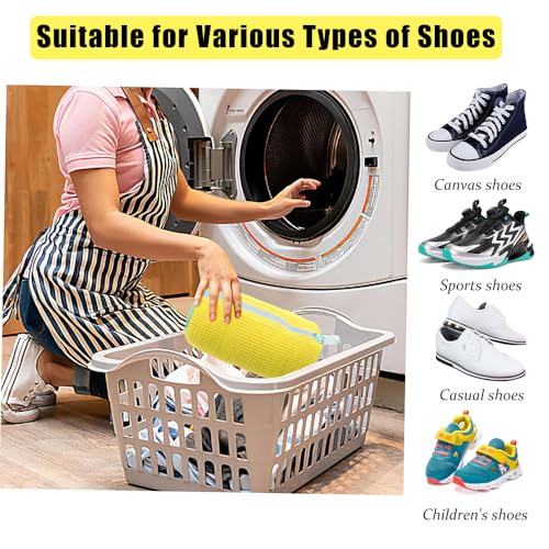 2PCS Laundry Shoe Bags for Washing Machine (Yellow) - color: Yellow