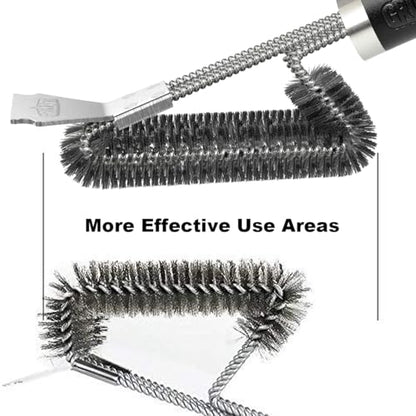 GRILLART Grill Brush and Scraper BBQ Brush for Grill, Safe 18" Stainless Steel Woven Wire 3 in 1 Bristles Grill Cleaning Brush, BR-4516 - size: 18 Inch