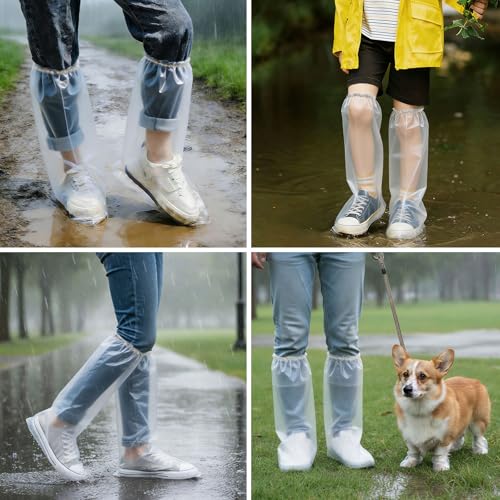 20Pcs(10 pairs) Thickened Waterproof Shoe Covers for Rain, Clear Rain Shoe Covers, One Size Fits Most - color: Clear, size: 10P L Adults