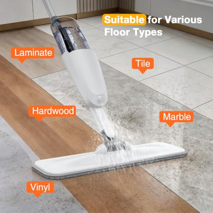 Spray Mop, Wet Dry Hardwood Floor Cleaning Mop with 3 Washable Reusable Pads, 360° Rotation Head, 500ML Large Capacity Sprayer for Tile, Hardwood, Laminate, Vinyl & Marble Floor