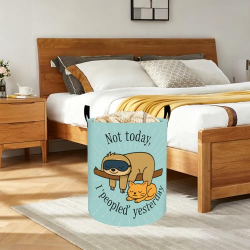 Funny Sloth Oxford Cloth Laundry Basket with Handles 19.7"X15.7" - color: Sloth 01