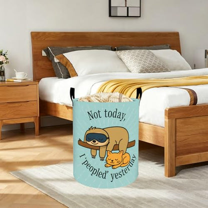 Funny Sloth Oxford Cloth Laundry Basket with Handles 19.7"X15.7" - color: Sloth 01