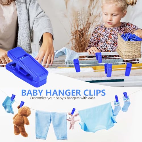 KISEER 80 Pcs Plastic Baby Hanger Clips Slim-line Finger Clips Set for Clothes Hanger Velvet Hanger (Blue) - color: Blue, size: 80 Pcs