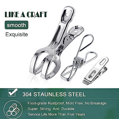 Clothes Pins Metal Stainless Steel Clothespins Laundry Pin Bag Photo Clips - size: 40pcs small size Clothes Pins