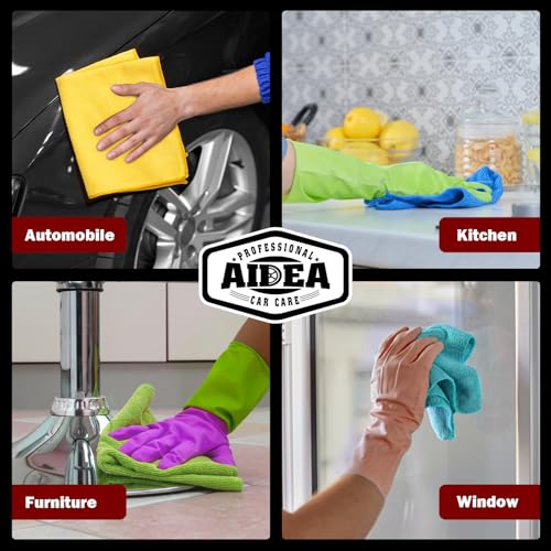 AIDEA Microfiber Cleaning Cloth-800PK, Microfiber Towels for Cars, 12×12" - color: Yellow Blue Green, size: 800PK