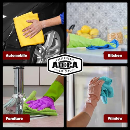 AIDEA Microfiber Cleaning Cloth-800PK, Microfiber Towels for Cars, 12×12" - color: Yellow Blue Green, size: 800PK