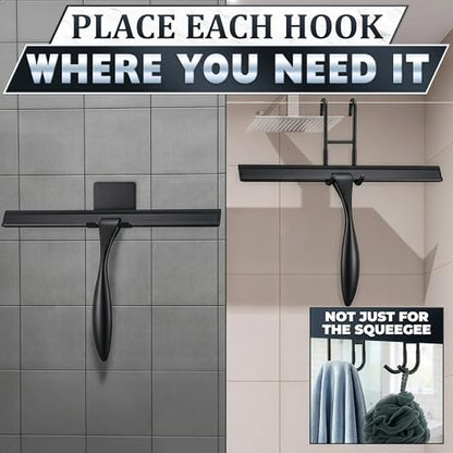 Stainless Steel Shower Squeegee, Glass, Silicone, 12 Inch (Black) - color: Black, size: 12 Inch