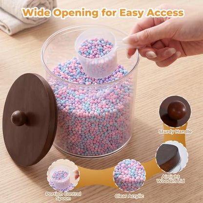Acrylic Laundry Pod Containers and Dryer Sheet Holder & Glass Laundry Detergent Dispenser with Handle, Labels, and Spoons, for Laundry Room Organization and Storage (4 Pack, Brown) - color: Brown