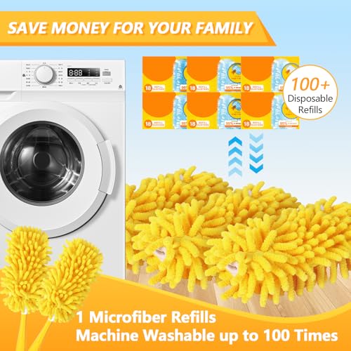 Reusable Chenille Duster Refill Compatible with Swiffer Duster - color: 4 Pack(yellow)