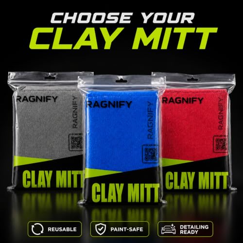Ragnify Pack of 2 Clay Mitt Auto Detailing Medium Grade Clay Bar Alternative Mitt for Flawless Removal of Surface Bonded Micro Contaminant (Red) - color: Red