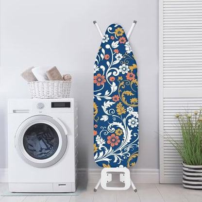 Blue Floral Tabletop Ironing Board Cover and Pad Standard (Fits Large Boards 15 x 54 inch) Ironing Board Protector Washable - color: Blue Floral