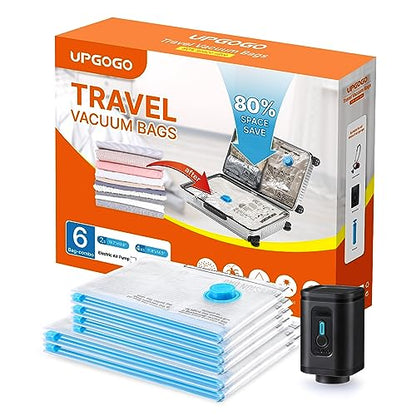 UPGOGO Travel Vacuum Bags Combo 6 Pack - Space Saver Vacuum Storage Bags for Clothing and Luggage