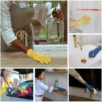 Patelai 2 Pairs Microfiber Gloves for Plants,Yellow, Dark Blue,Large - color: Yellow, Dark Blue, size: Large (2 Pairs)