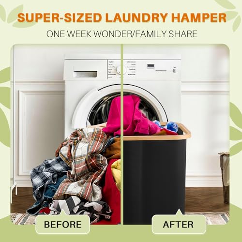 160L Laundry Hamper with Lid, 3 Section Laundry Basket with 3 Removable Bag - color: Black, size: 160L