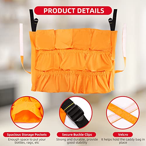 Trash Can Caddy Bag 12 Pocket Garbage Can Organizer, Yellow Commercial Cleaning Caddy Fits 32-55 Gallon Bins | Perfect for Janitorial Duties & Maid Services