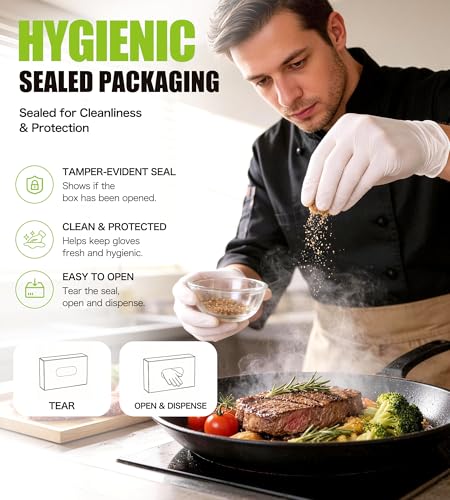 AnTools Food Safe Disposable Nitrile Gloves, Powder-Free, Textured Fingertips, Latex-Free, for Cooking, Food Prep, Cleaning, Pet Care, DIY, White, Medium - size: Medium (Pack of 100)