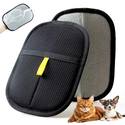 Thickened Pet Hair Removal Glove - Electrostatic Cat Dog Hair Remover Glove, Reusable Magic Brush Pet Hair Remover Tool for Couch, Carpet, and Car Seat (Black,1 Pack) - color: Black