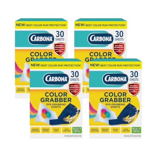 Carbona Color Grabber (30 Sheets), Prevents Color Runs & Dye Transfer in Mixed Loads, Helps Prevent Graying, Revives Colors, Plant-Based Fibers | 4 Pack - size: 30 Count (Pack of 4)