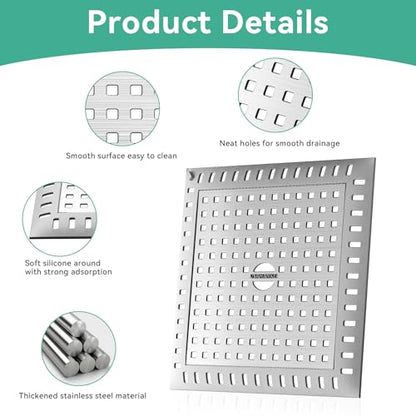 Drain Hair Catcher for Bathroom Sink,4.8" Stainless Steel and Silicone Shower Drain Covers Suitable for Drains and Bathroom Floors (1, Gray) - color: Gray