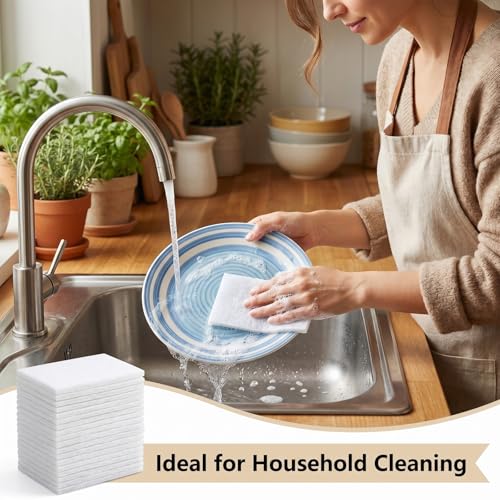 20 PCS Non Woven Scrubbing Pad,4x6 Inch Non Scratch Scouring Pad Light Duty