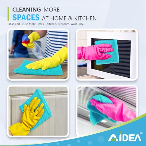 AIDEA Blue Microfiber Cleaning Cloth-12PK, Cleaning Rags 12"x 12" Absorbent - color: Blue, size: 12in.x12in.
