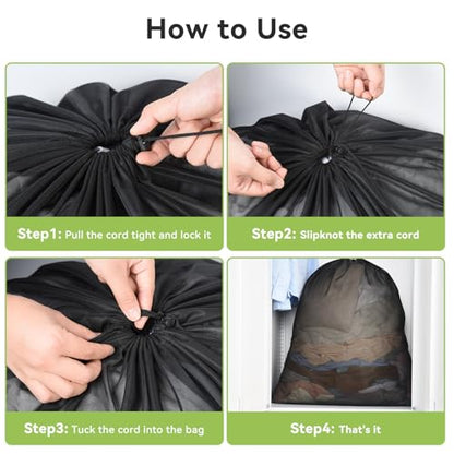 OTraki Ex-Large Mesh Laundry Bags 36x43 Inch Drawstring Laundry Bag 2 Pack Dirty Clothes Mesh Net Bag Heavy Duty Travel Storage Organize Bag for Hotel Beach,Don't Drying, Melting 140-176℉ Black - size: 36 x 43 inch