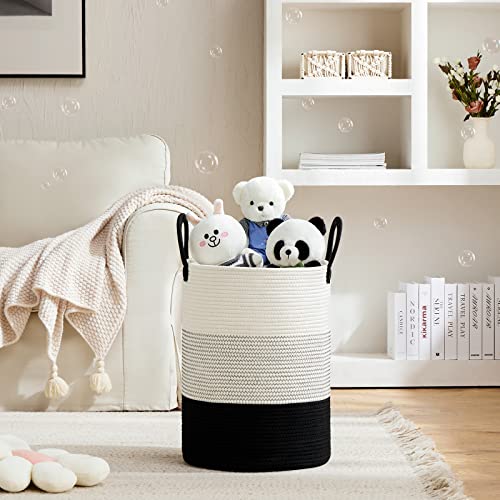 VIPOSCO 58L Tall Woven Laundry Basket Hamper, White Black - color: White & Black, size: 58L