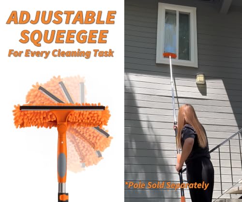 Window Squeegee and Microfiber Scrubber 2-in-1 Combo (Pole Sold Separately)